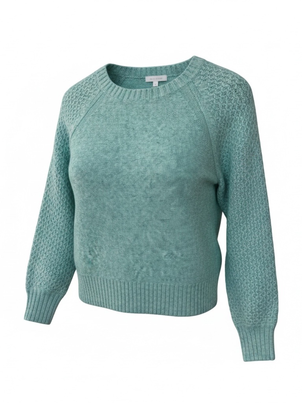 J.Crew Women’s M Seafoam Green Textured Sleeve Raglan Sweater Crewneck BC569